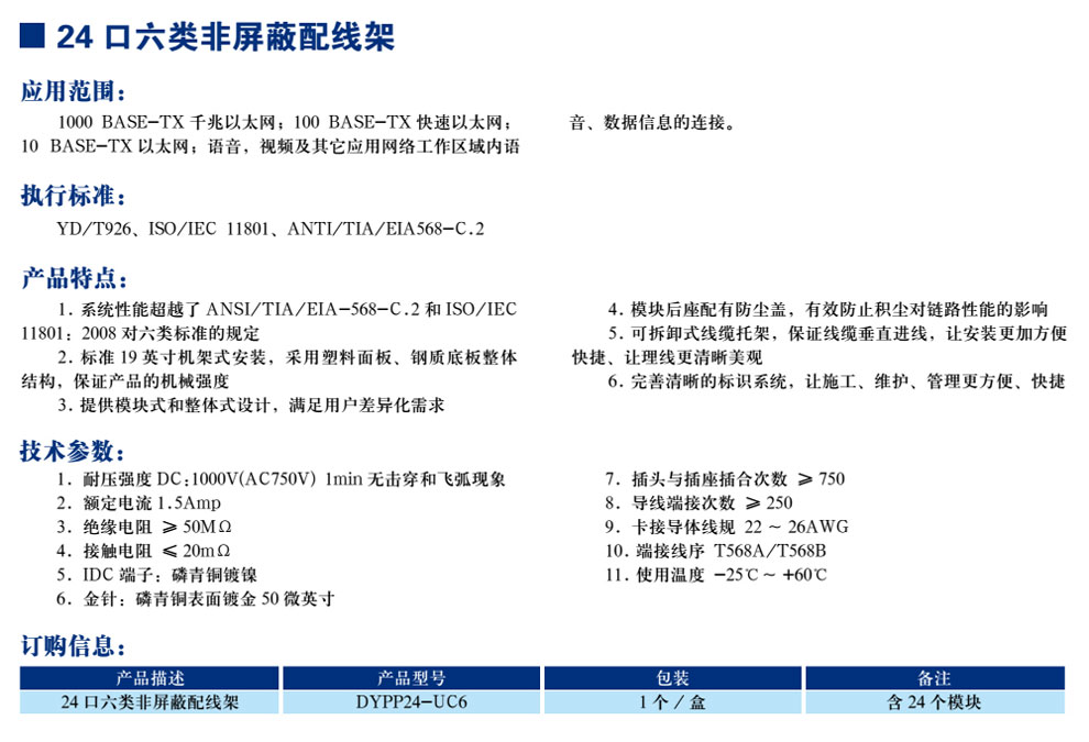 24口六類非屏蔽配線架(圖1)